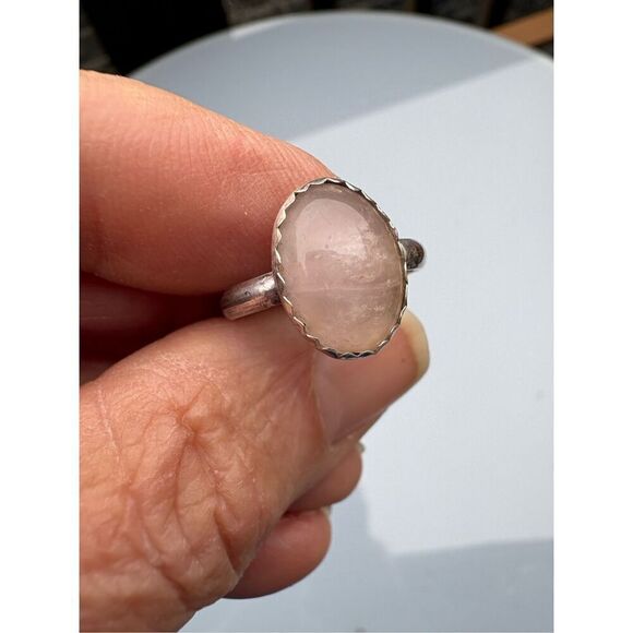 Ring, Rose Quartz and Sterling Silver Ring, size 6.5, NEW, Handmade - Picture 1 of 9
